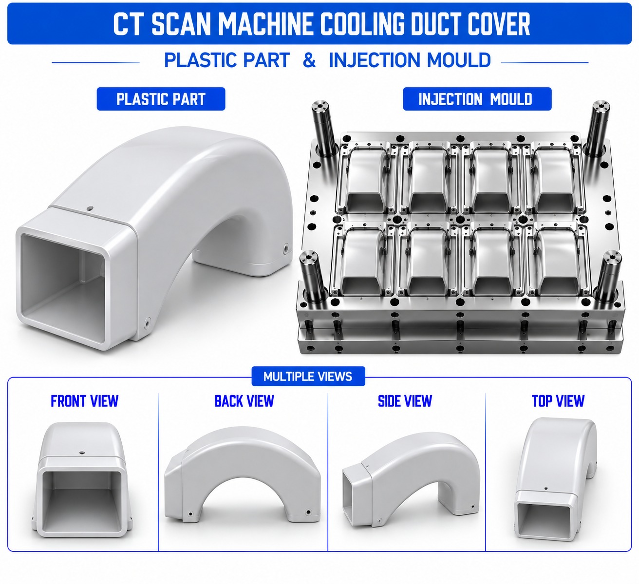 CT Scan Machine Plastic Cooling Duct Cover Mould and Moulding Service